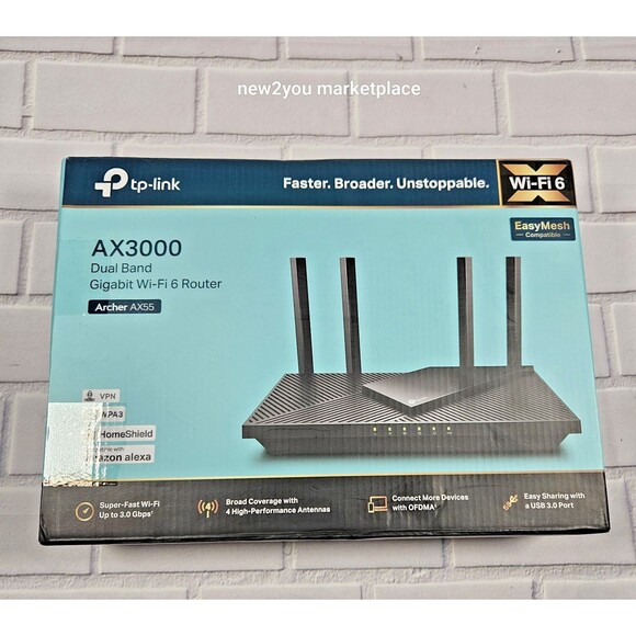 TP-Link Dual-Band AX3000 Wi-Fi 6 Router Archer AX55 | Wireless Gigabit Internet - Picture 1 of 9